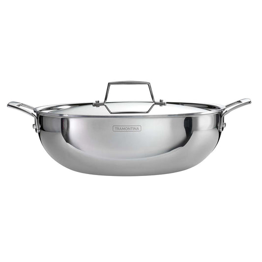Tramontina Aeion 24cm Stainless Steel Tri-Ply Kadai with SS Lid - 2.6L