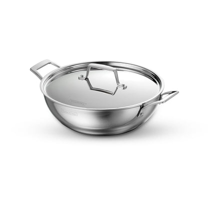 Tramontina Aeion 24cm Stainless Steel Tri-Ply Kadai with SS Lid - 2.6L