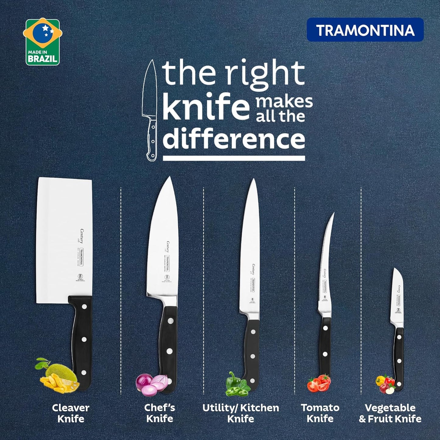 Tramontina Century Stainless Steel Vegetable and Fruit Knife 3"