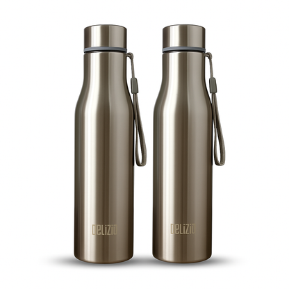 KEMP DELIZIO BRITA Edition Stainless Steel Fridge Water Bottle 1000 ML | 1 L | Single Walled | Office | Gym | Travelling | Leak Proof LID | ECO Friendly | BPA Free | for Adult, Kids