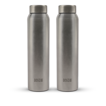 KEMP DELIZIO SOLO Edition Stainless Steel Fridge Water Bottle 1000 ML | 1 L | Single Walled | Office | Gym | Travelling | Leak Proof LID | ECO Friendly | BPA Free | for Adult, Kids