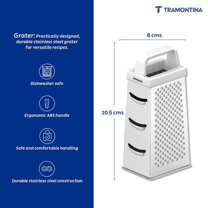 Tramontina Utilitá 4-Sided Grater in Stainless Steel with White ABS Handle