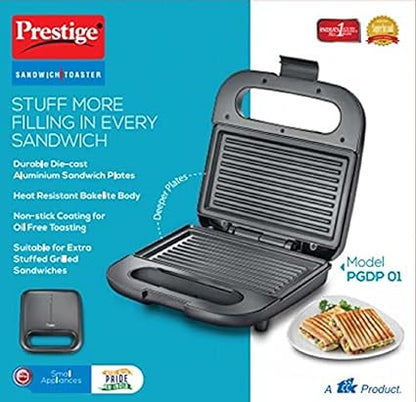 Prestige Sandwich Toaster PGDP 01 with Fixed Grill Plates