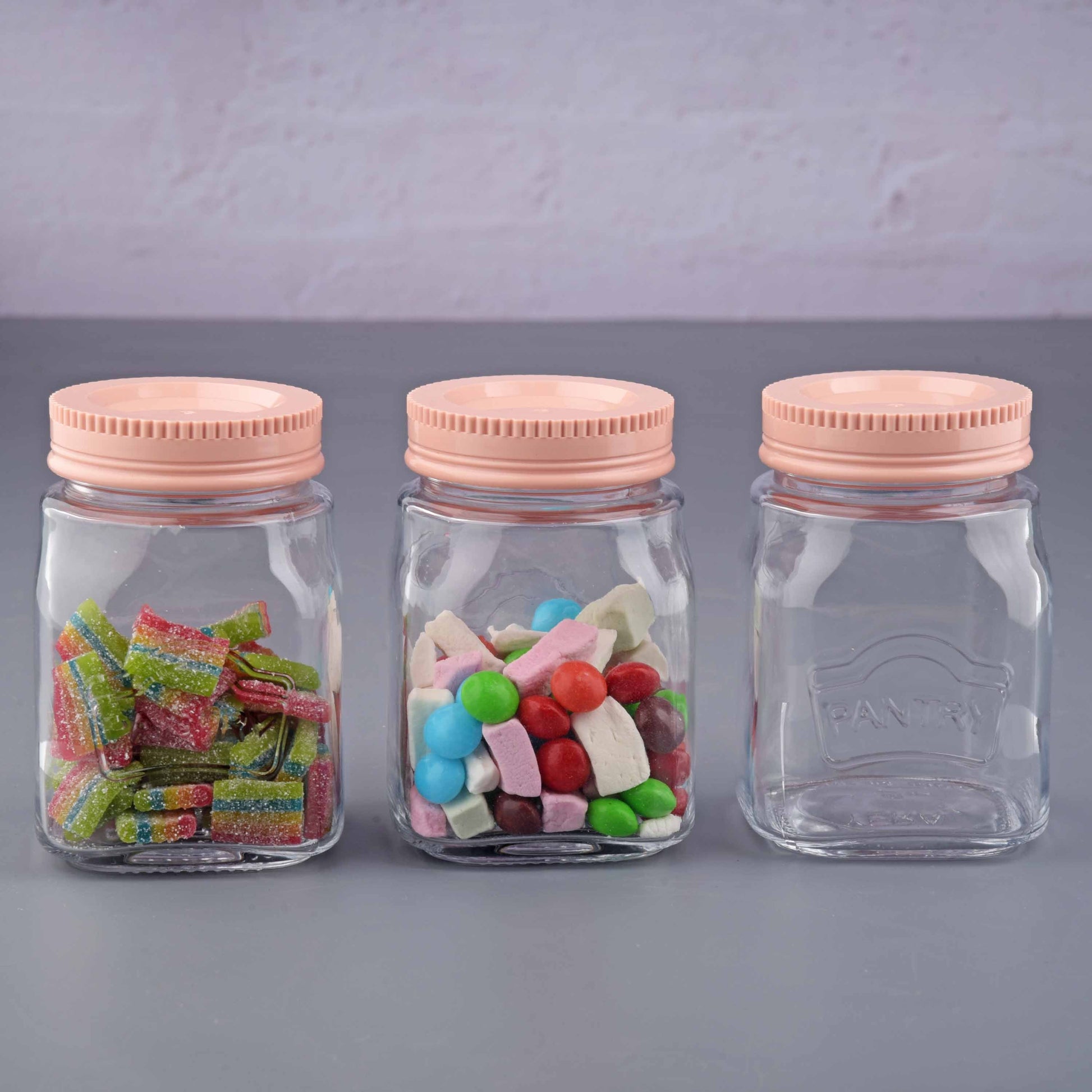 YERA Pantry Glass Storage Jar PJS-300 Pink 300ml Set of 3