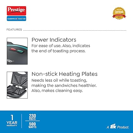 Prestige Sandwich Toaster PSMFB (D) 800 W