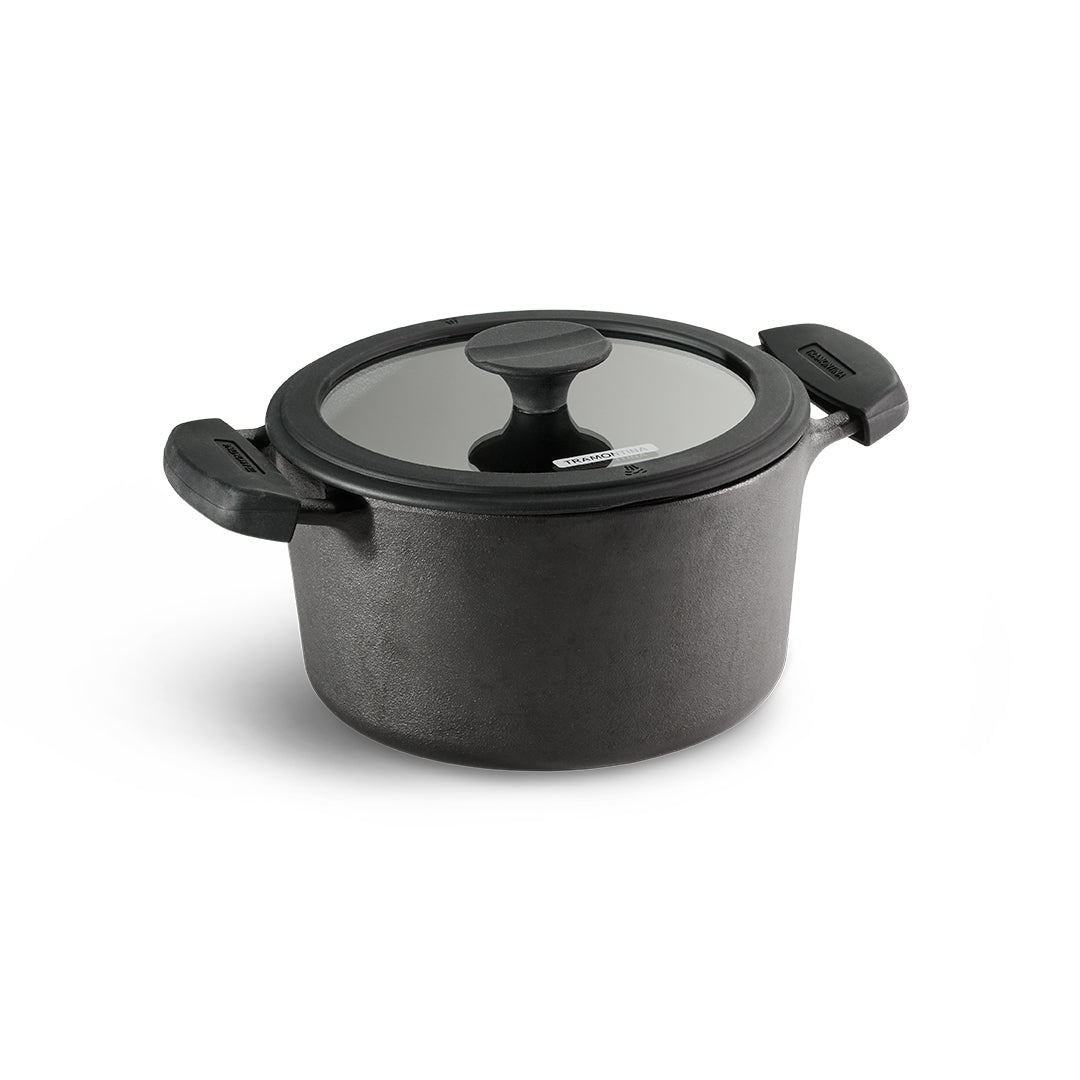 Tramontina Titanex 20cm Pre-Seasoned Cast Iron Casserole with Heat Resistant Silicone Grip – 3.1L