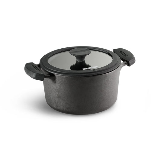 Tramontina Titanex 20cm Pre-Seasoned Cast Iron Casserole with Heat Resistant Silicone Grip – 3.1L