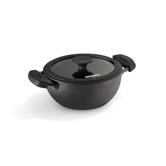 Tramontina Titanex 20cm Pre-Seasoned Cast Iron Extra Deep Kadai with Heat Resistant Silicone Grip – 2.3L