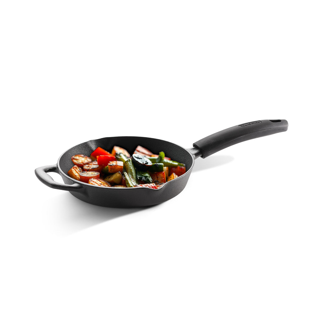Tramontina Titanex 20cm Pre-Seasoned Cast Iron Fry Pan with Heat Resistant Silicone Grip