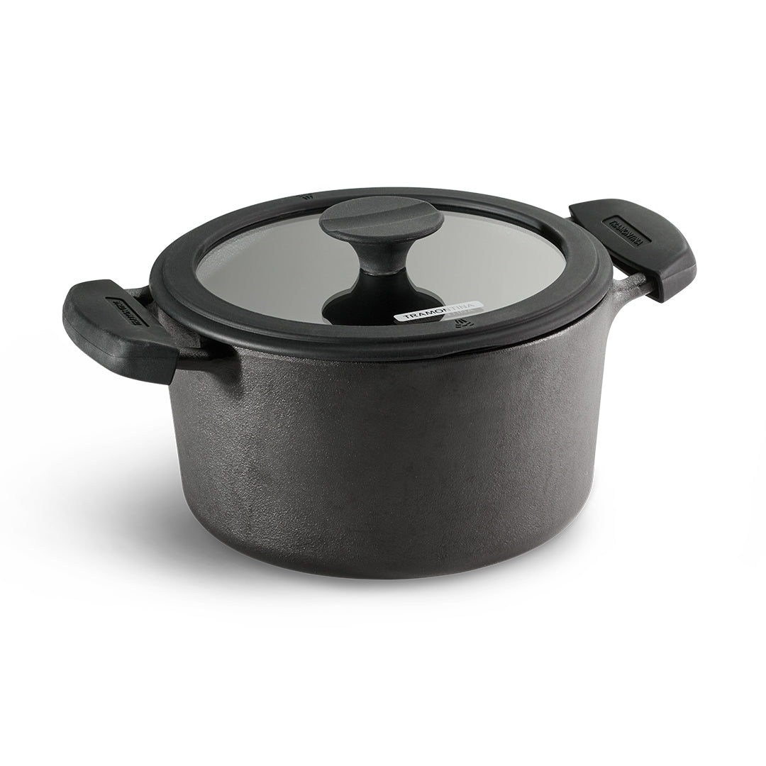 Tramontina Titanex 24cm Pre-Seasoned Cast Iron Casserole with Heat Resistant Silicone Grip – 4.9L