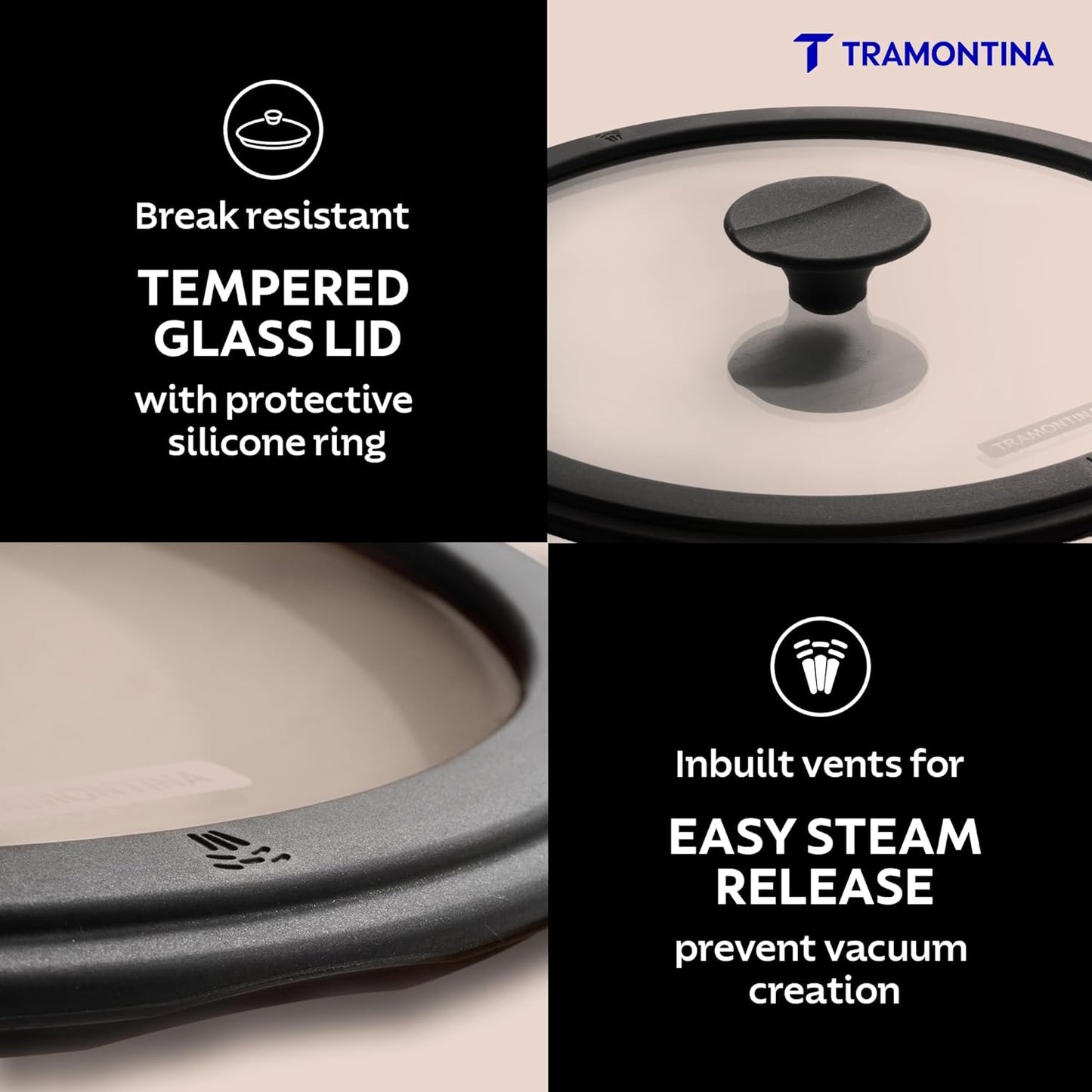 Tramontina Titanex 24cm Pre-Seasoned Cast Iron Casserole with Heat Resistant Silicone Grip – 4.9L