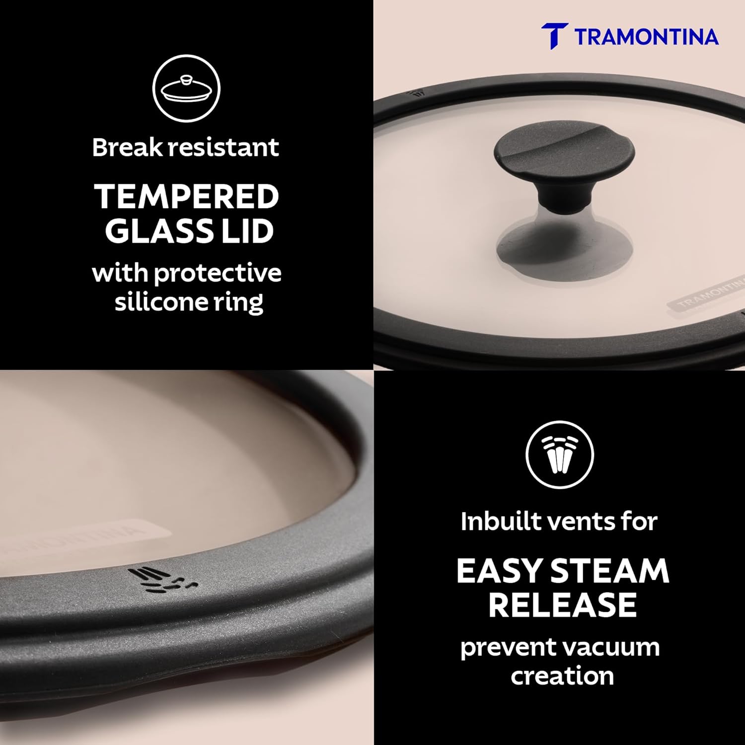 Tramontina Titanex 24cm Pre-Seasoned Cast Iron Casserole with Heat Resistant Silicone Grip – 4.9L