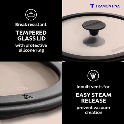 Tramontina Titanex 24cm Pre-Seasoned Cast Iron Casserole with Heat Resistant Silicone Grip – 4.9L