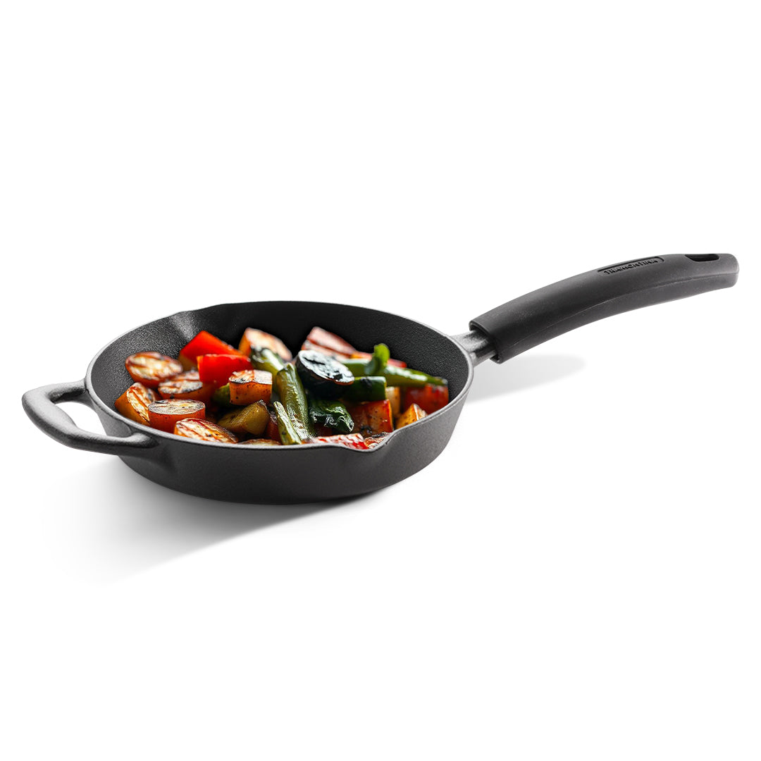 Tramontina Titanex 24cm Pre-Seasoned Cast Iron Fry Pan with Heat Resistant Silicone Grip