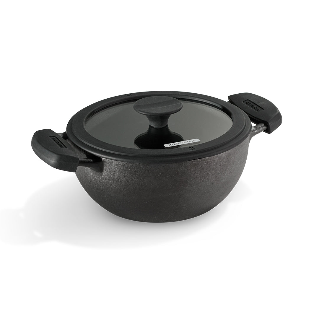 Tramontina Titanex 26cm Pre-Seasoned Cast Iron Extra Deep Kadai with Heat Resistant Silicone Grip – 4.6L
