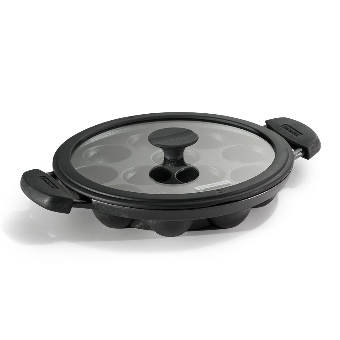 Tramontina Titanex 26cm Pre-Seasoned Cast Iron PaniyaramAppe Pan – 12 Pits