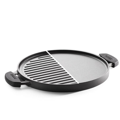 Tramontina Titanex 30cm Pre-Seasoned Cast Iron Reversible Dosa Tawa Grill Pan with Heat Resistant Silicone Grip