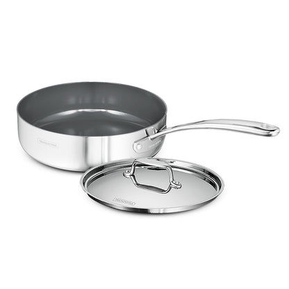Tramontina Fusao EX+ Ceramic Coated 24cm 2.8L Triply Stainless Steel Saute Pan with Lid