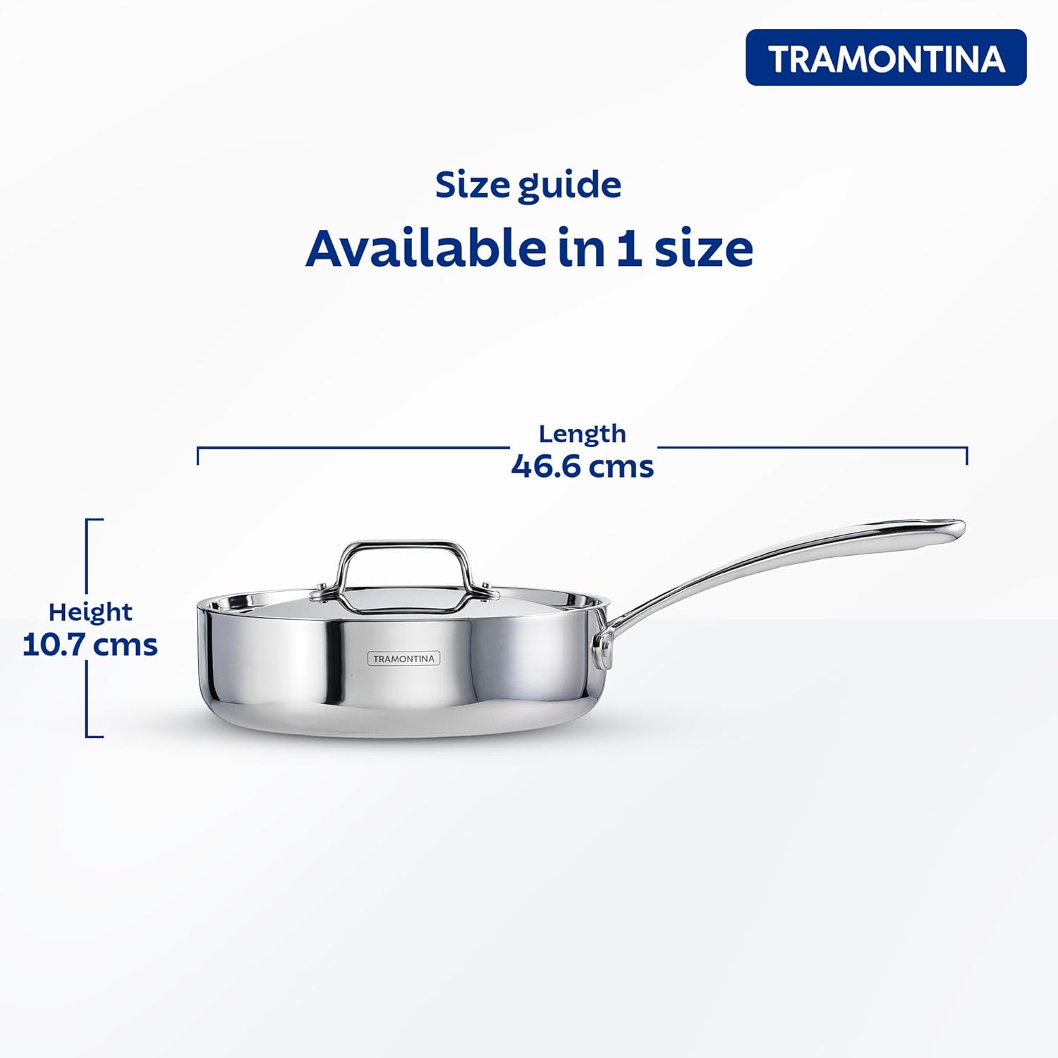 Tramontina Fusao EX+ Ceramic Coated 24cm 2.8L Triply Stainless Steel Saute Pan with Lid