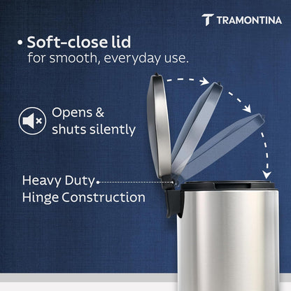 Tramontina Trash Bin 12 Litre Stainless Steel Pedal Round