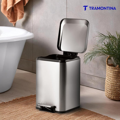 Tramontina Trash Bin 20 Litre Stainless Steel Pedal Square