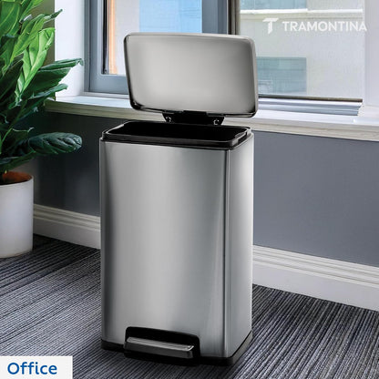 Tramontina Trash Bin 49 Litre  Stainless Steel Contemp Rectangle