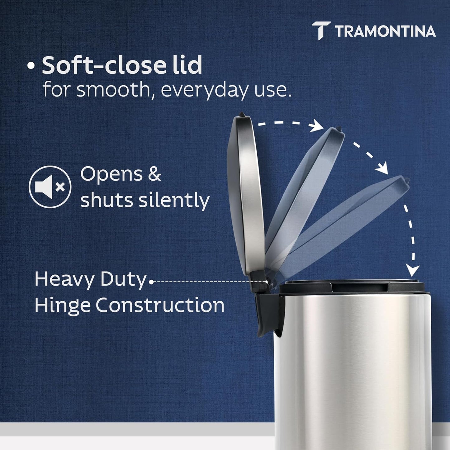 Tramontina Trash Bin 5 Litre Stainless Steel Pedal Round
