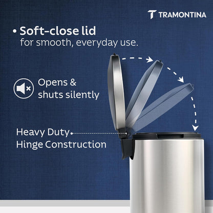 Tramontina Trash Bin 5 Litre Stainless Steel Pedal Round