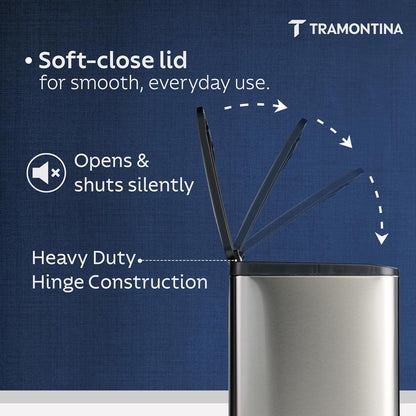 Tramontina Trash Bin 8 Litre X 2 Stainless Steel Wide Rectangle