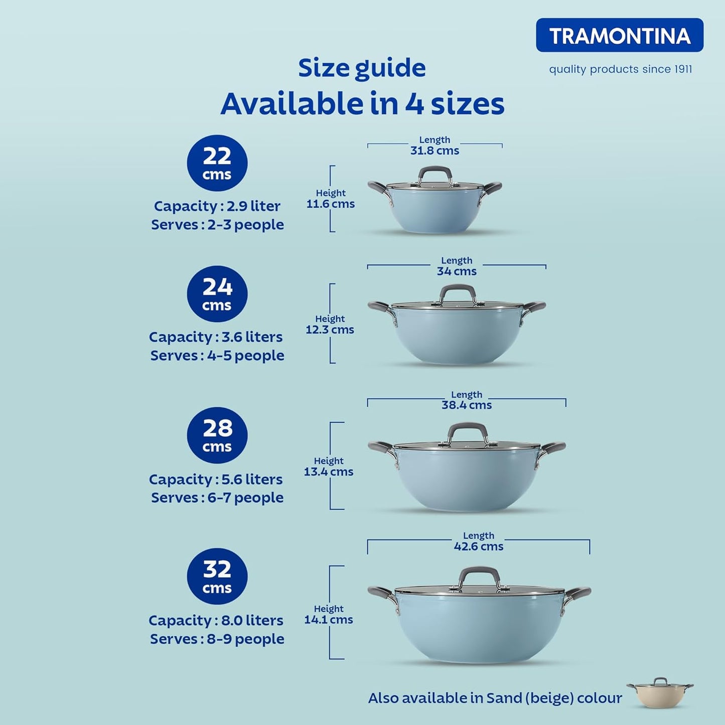 Tramontina Velo Forged Deep Kadai 22 cm - Sea