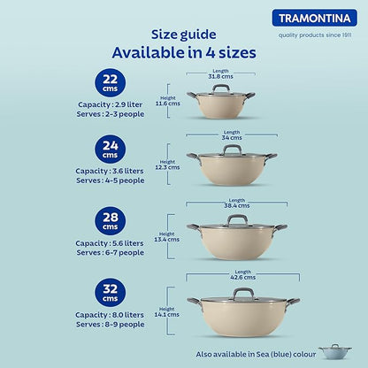 Tramontina Velo Forged Deep Kadai 24 cm - Sand