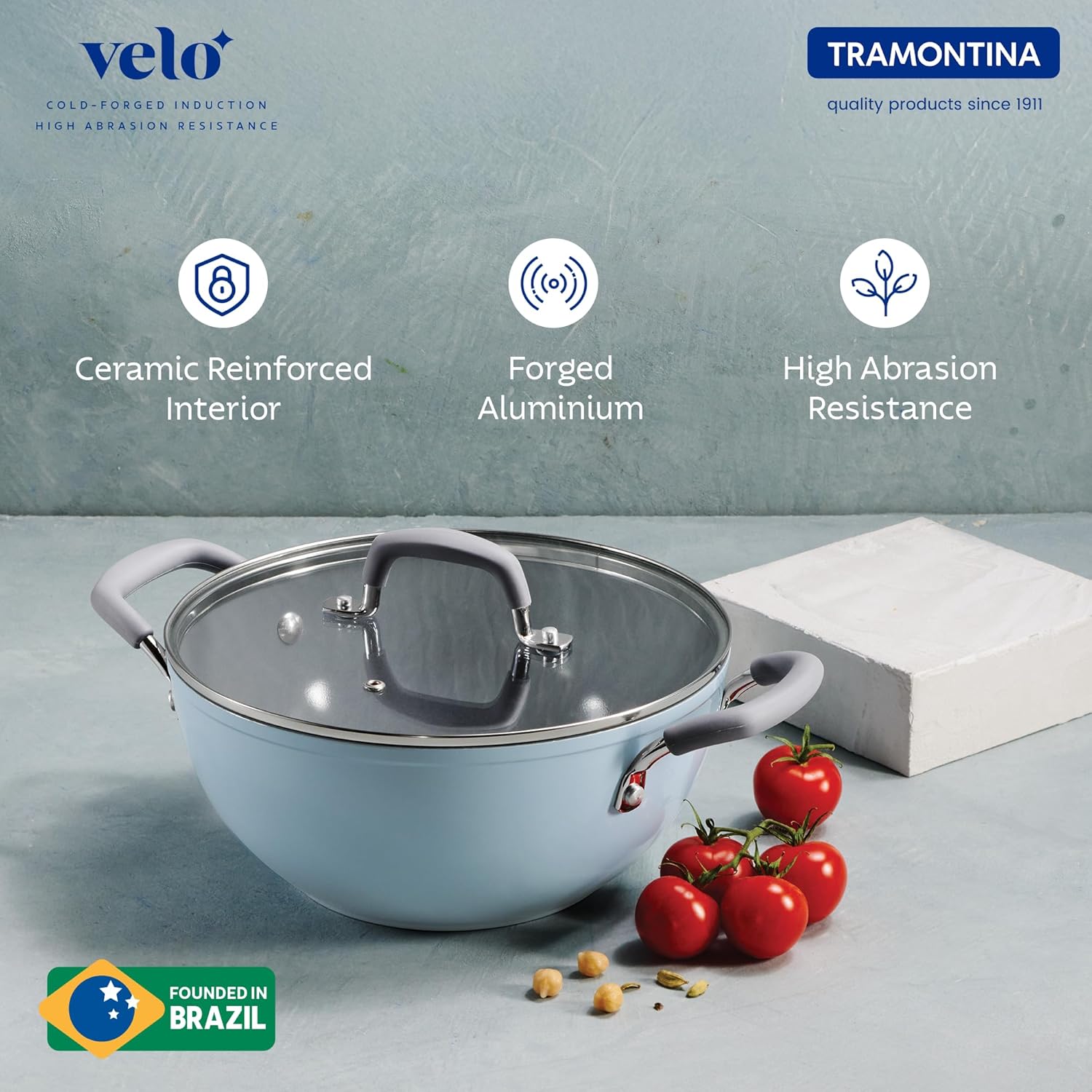 Tramontina Velo Forged Deep Kadai 24 cm - Sea