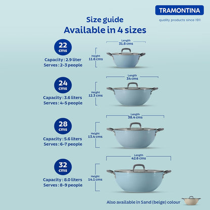Tramontina Velo Forged Deep Kadai 24 cm - Sea