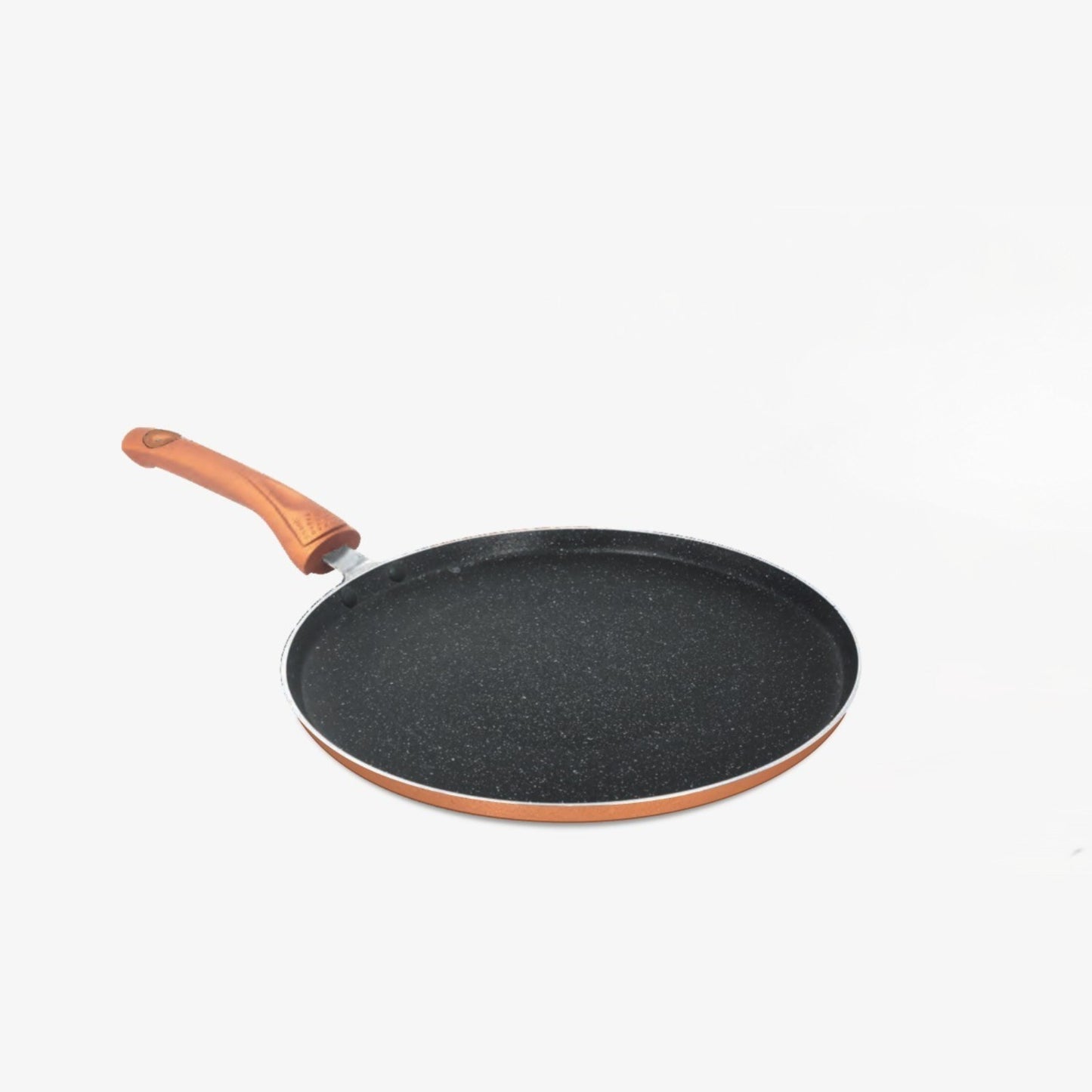 KEMP Non Stick Cookware Omega Gift Set of 3 (Dosa Tawa 28 cm, Kadai with Glass Lid 25 cm) | Matte Black and Brown | Non Stick Ceramic Coating |Heat Resistant Handles (Omega-3 PCS Set)