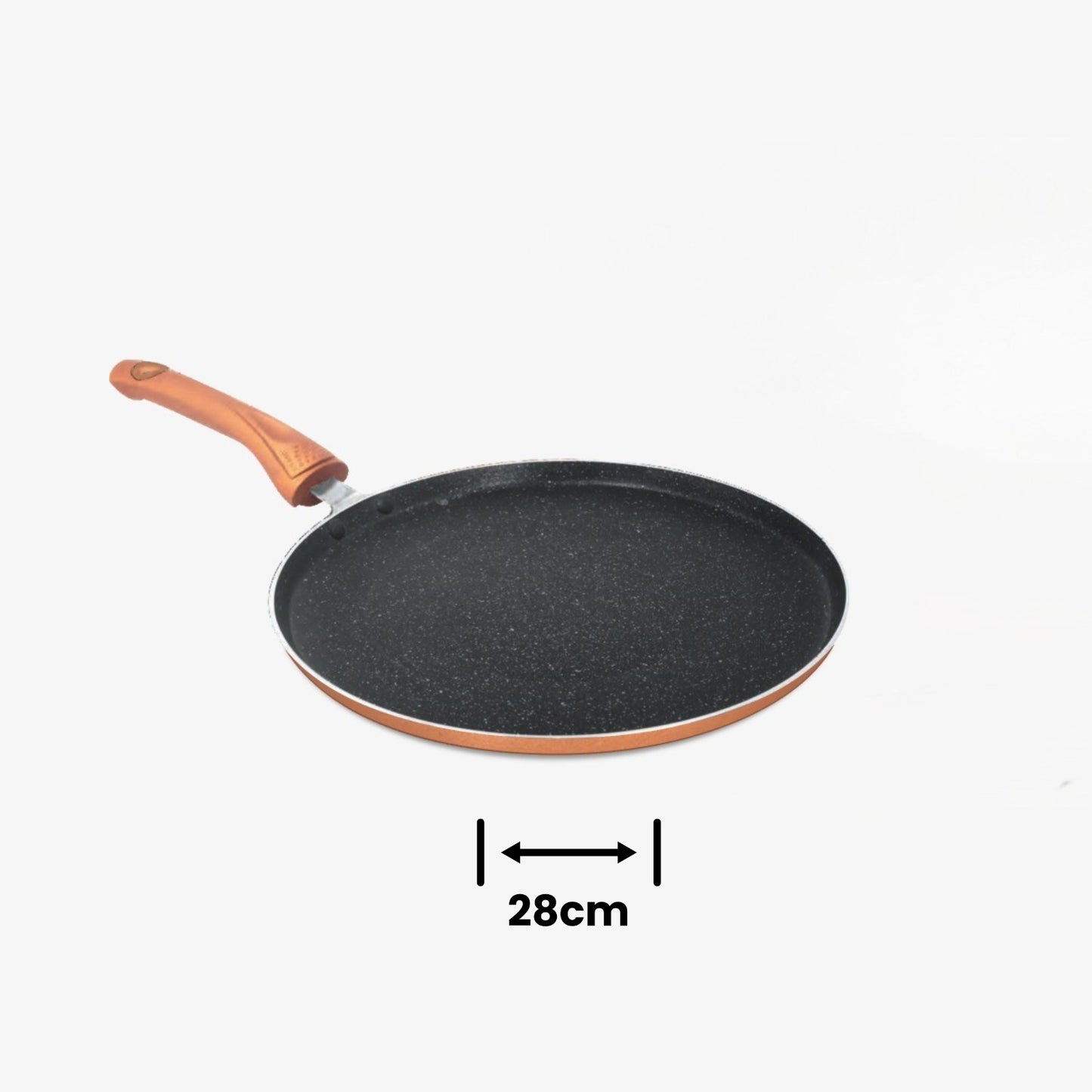 KEMP Non Stick Cookware Omega Gift Set of 3 (Dosa Tawa 28 cm, Kadai with Glass Lid 25 cm) | Matte Black and Brown | Non Stick Ceramic Coating |Heat Resistant Handles (Omega-3 PCS Set)