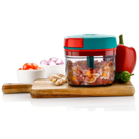 KEMP Quick Manual string Chopper Multipurpose Manual Vegetable, Dry Fruit and Onion Handy Chopper and Quick Cutter Machine for Kitchen with 3 Stainless Steel Blade (700 ML)