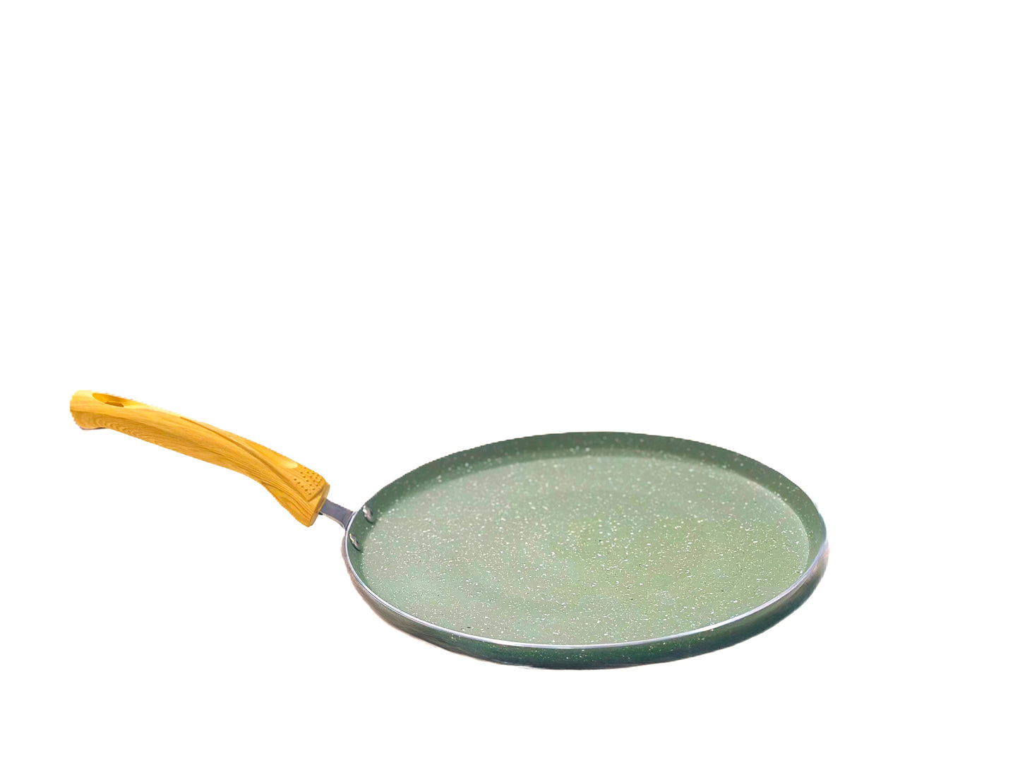 KEMP Non Stick Cookware Granito Gift Set of 4 (Dosa Tawa 28 cm, Fry Pan 25 cm, Kadai with Glass Lid 25 cm) | Dark Green | Non Stick Ceramic Coating