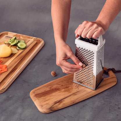 Tramontina Utilitá 4-Sided Grater in Stainless Steel with White ABS Handle