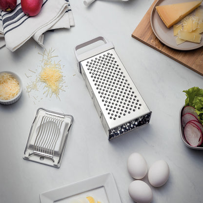 Tramontina Utilitá 4-Sided Grater in Stainless Steel with White ABS Handle