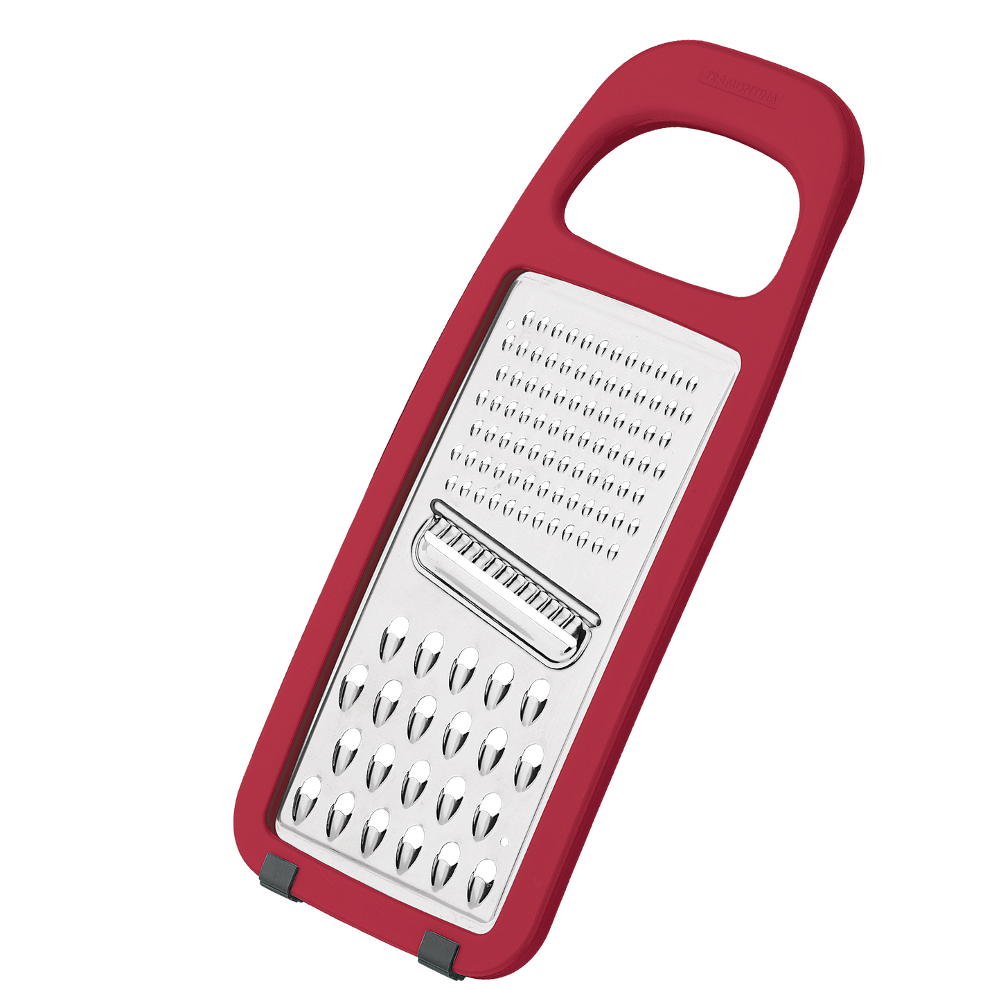 Tramontina Utilitá Stainless Steel and ABS Grater with Rubberized Base, Red