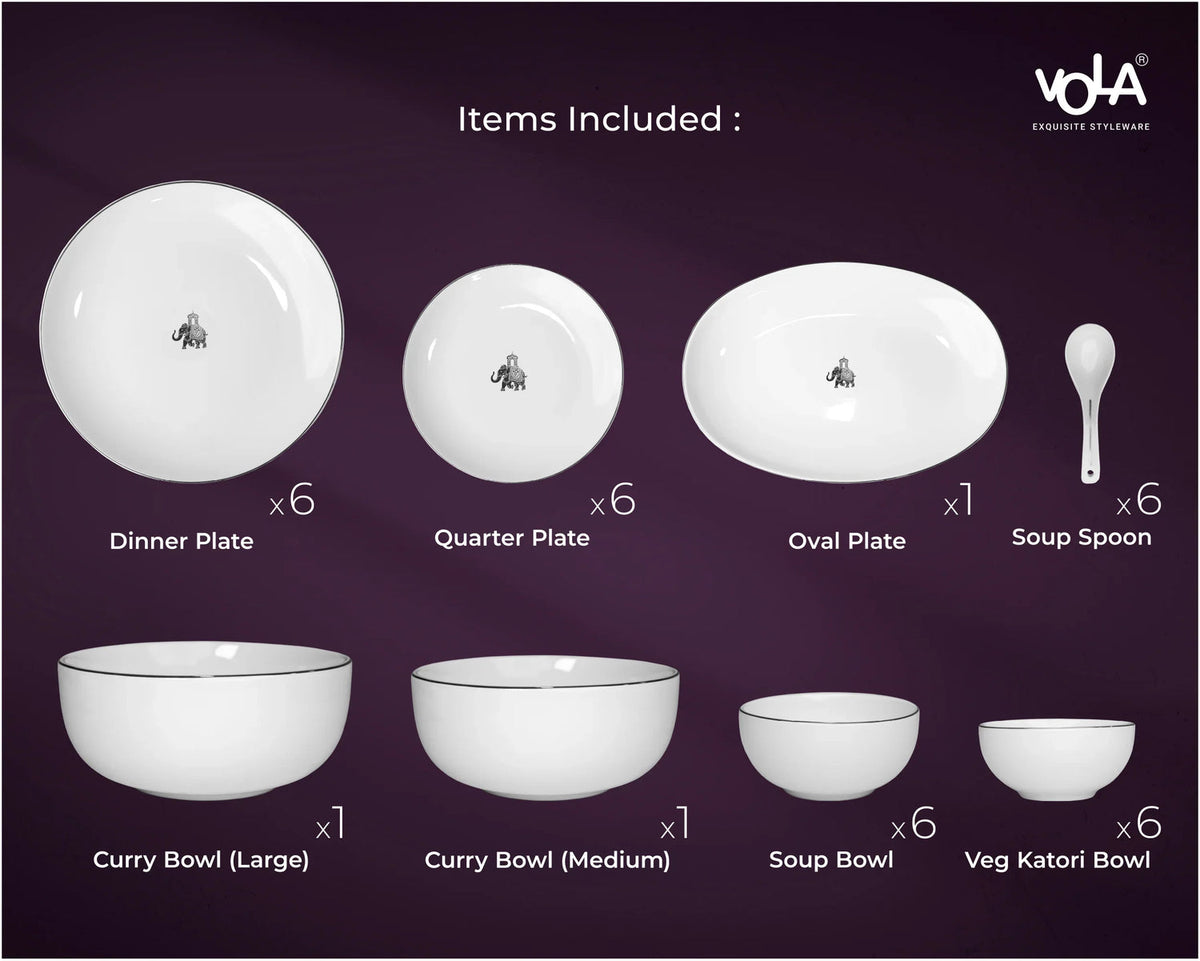 Vola Gaj 33-Piece Fine Porcelain Dinner Set | Elegant Dining