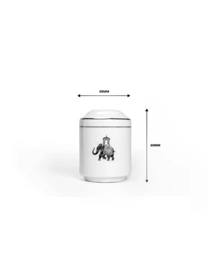 Vola Gaj Porcelain Salt & Pepper Shakers | Platinum Detail