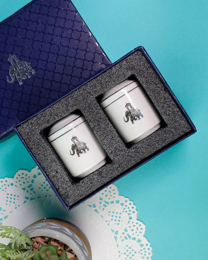 Vola Gaj Porcelain Salt & Pepper Shakers | Platinum Detail