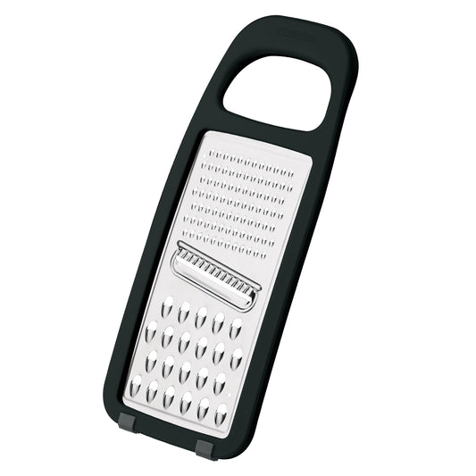 Tramontina Utilitá stainless steel grater with polypropylene handle and non-slip rubber base in black