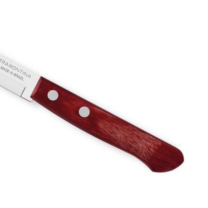 Tramontina Polywood 3" Stainless Steel Vegetable & Fruit knife Spear Point Blade - Impact & Heat Resistant Wooden Handle (Red)