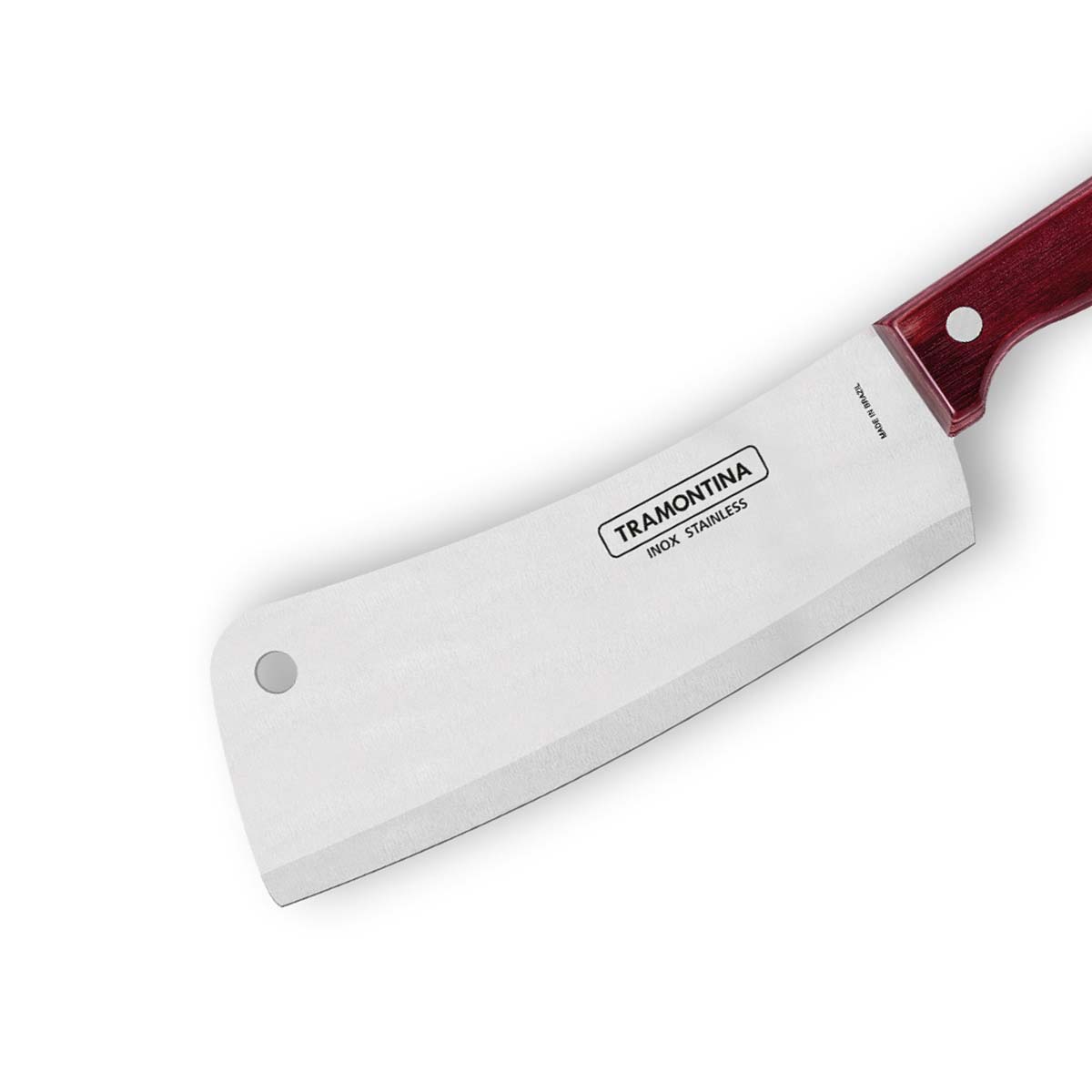 Tramontina Polywood 6" Stainless Steel Cleaver knife Straight Blade - Impact & Heat Resistant Wooden Handle (Red)