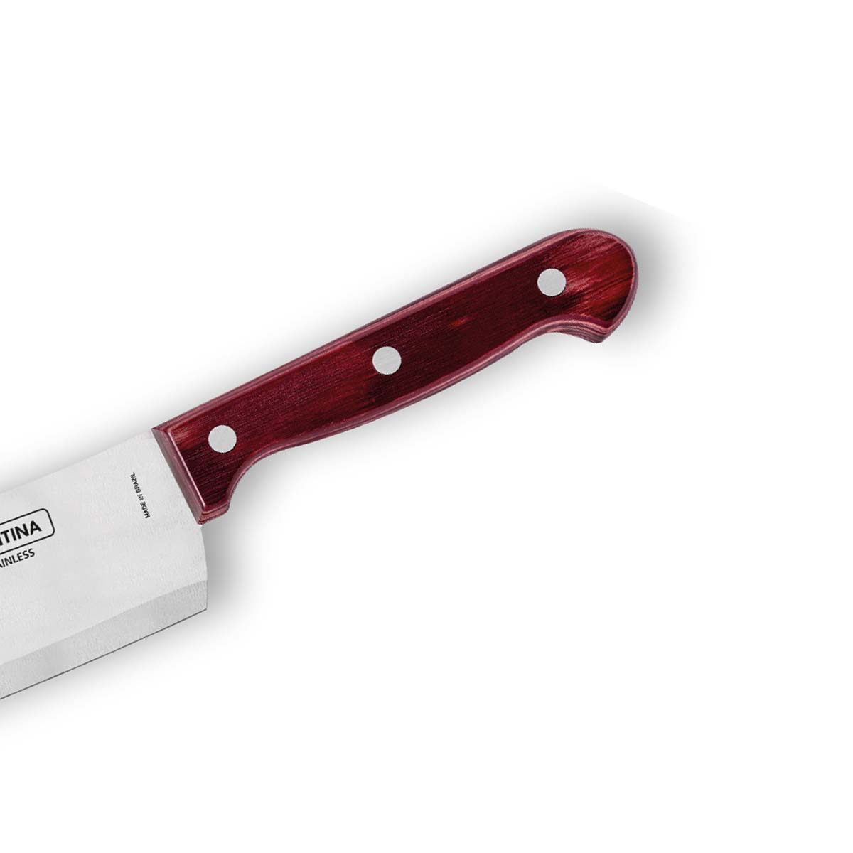 Tramontina Polywood 6" Stainless Steel Cleaver knife Straight Blade - Impact & Heat Resistant Wooden Handle (Red)