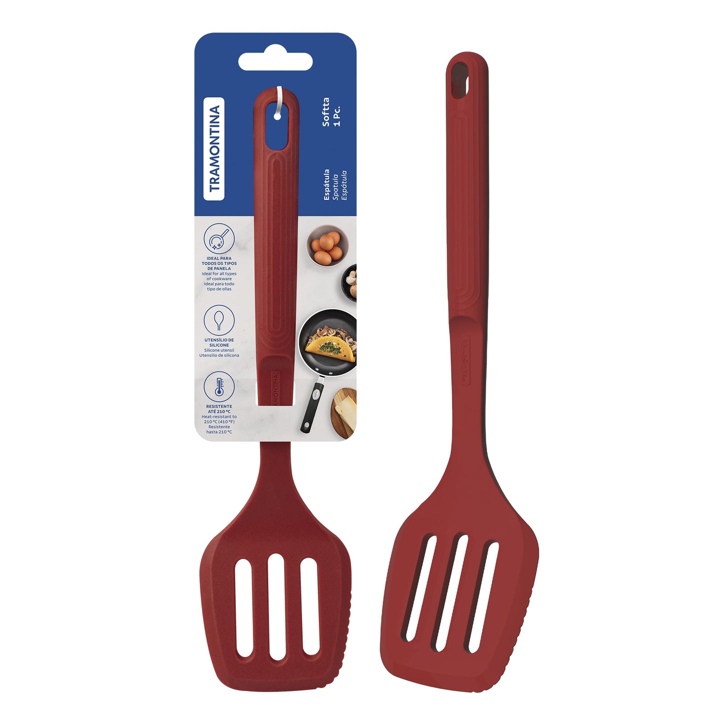 Tramontina Softta Silicone Slotted Turner - Red